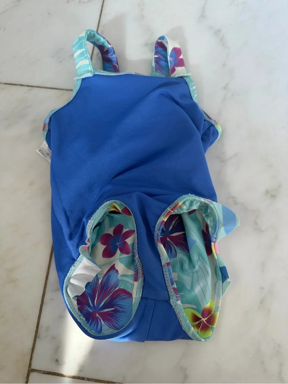 Hurley toddler girls 2T blue purple floral ruffle one piece bathing swim suit